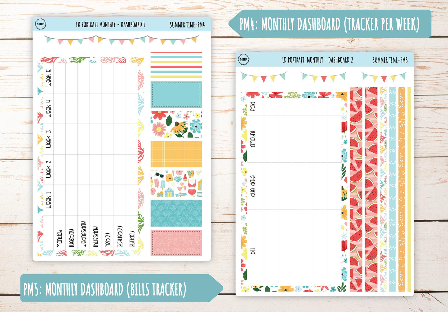 AUGUST Stickers for The Scout Laurel Denise Planner (formerly Portrait Planner). "Summer Time4" || PST