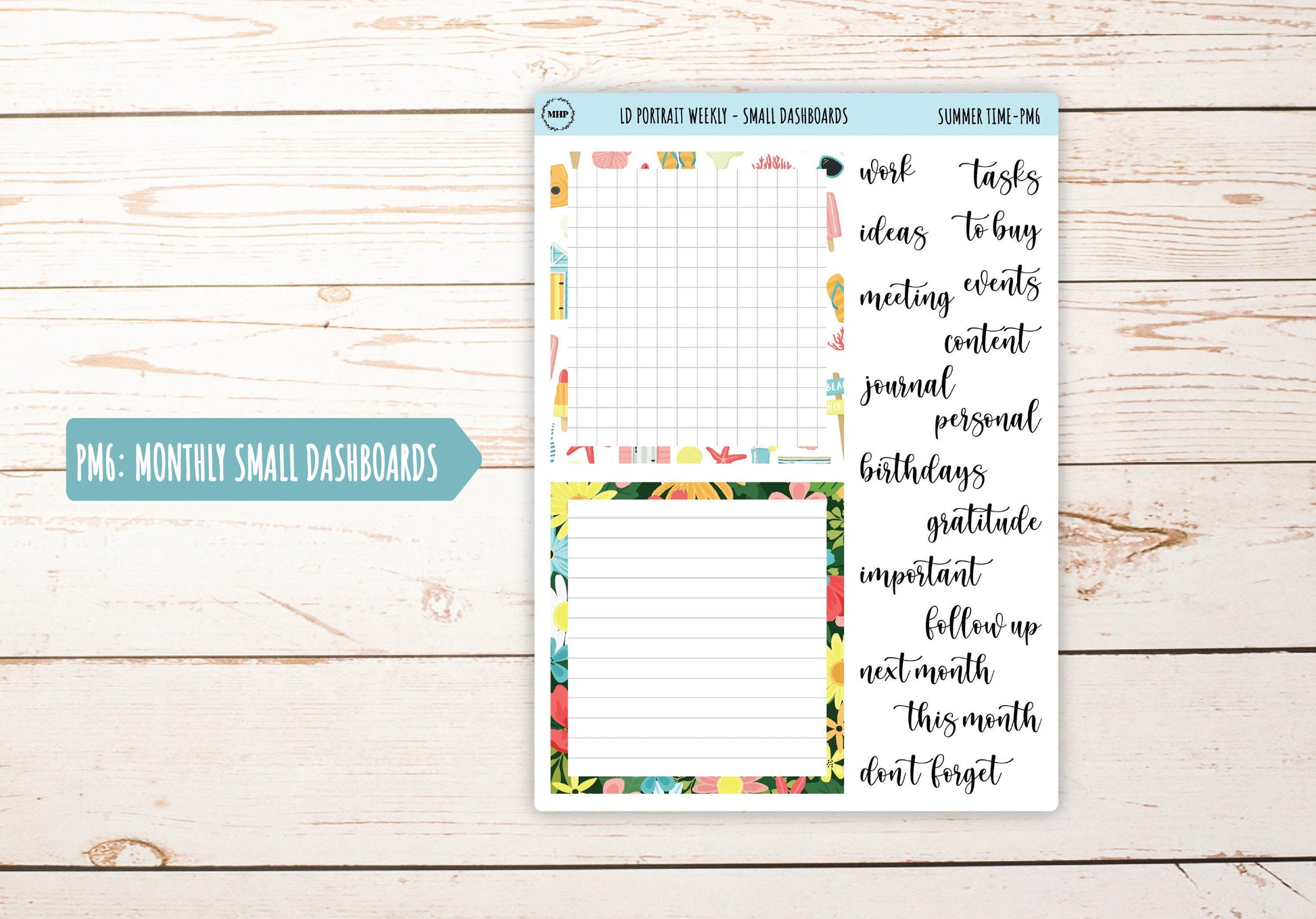AUGUST Stickers for The Scout Laurel Denise Planner (formerly Portrait Planner). "Summer Time4" || PST