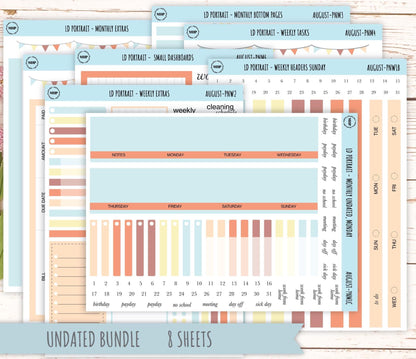 AUGUST Stickers for The Scout Laurel Denise Planner (formerly Portrait Planner). Neutral Color || PN