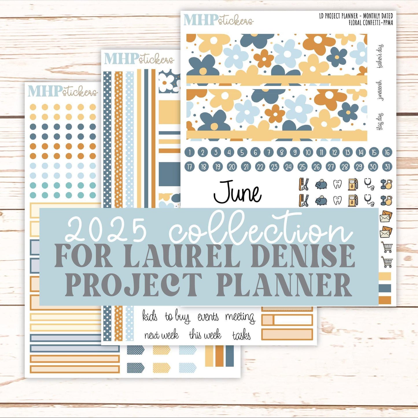 JUNE Stickers for the large Laurel Denise Rose Planner (Formerly Project Planner) "Floral Confetti" || PPFC