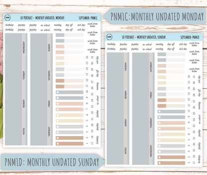 SEPTEMBER Stickers for The Scout Laurel Denise Planner (formerly Portrait Planner). Neutral Color || PN