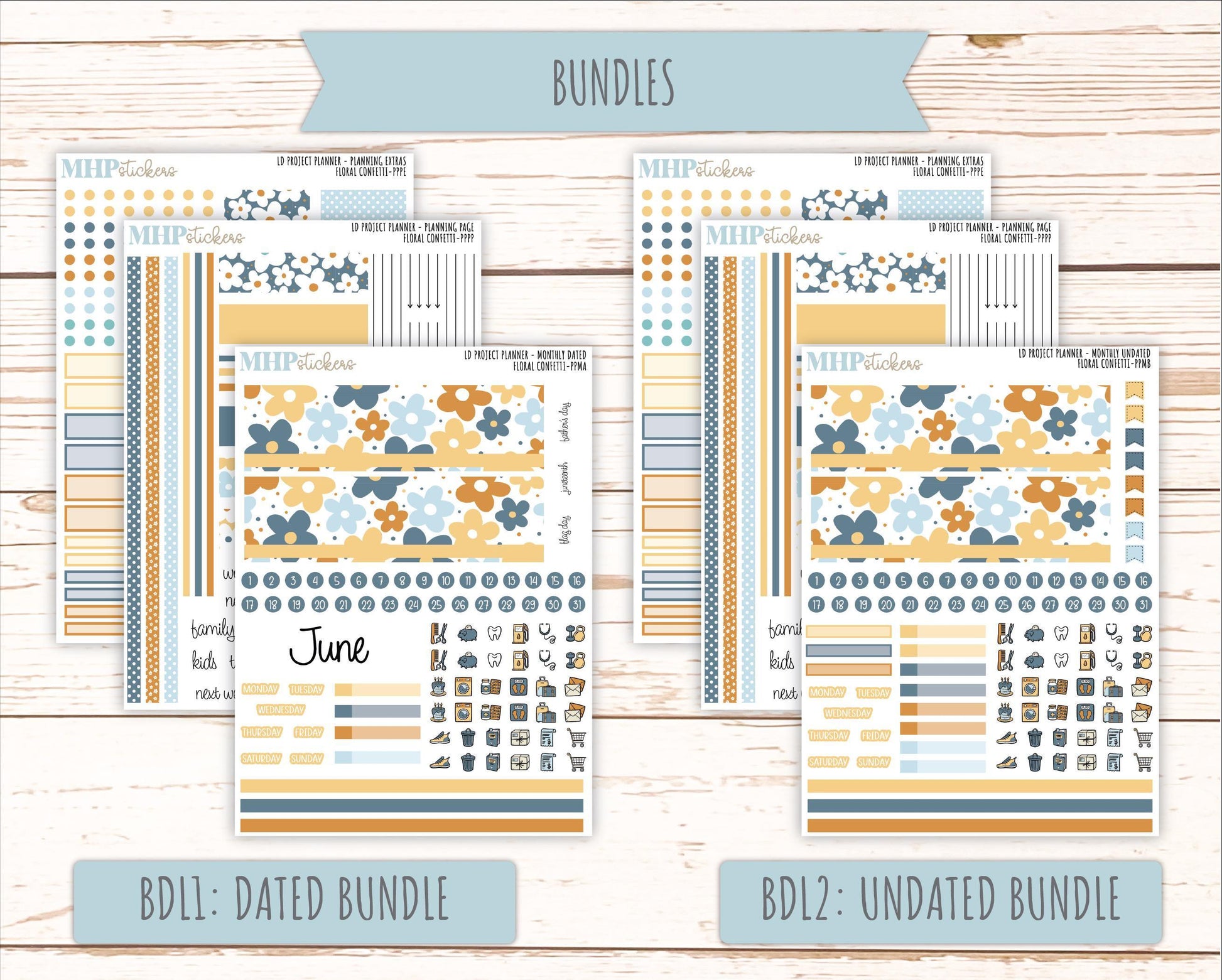 JUNE Stickers for the large Laurel Denise Rose Planner (Formerly Project Planner) "Floral Confetti" || PPFC