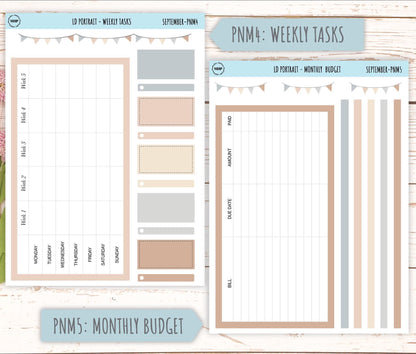 SEPTEMBER Stickers for The Scout Laurel Denise Planner (formerly Portrait Planner). Neutral Color || PN