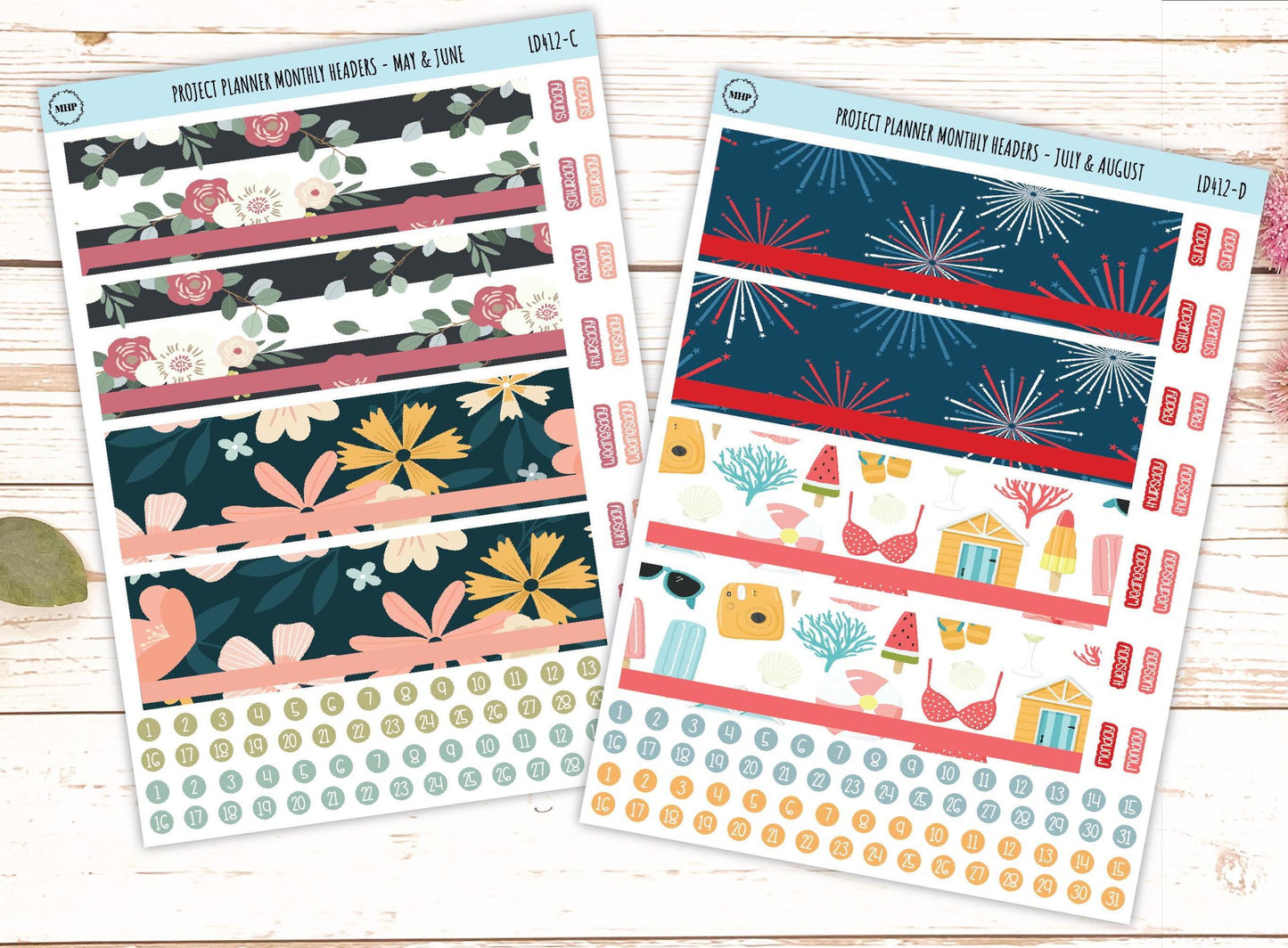 Monthly Headers Set for Laurel Denise The Rose Large Laurel Denise Planner (Formerly Project Planner) || LD412