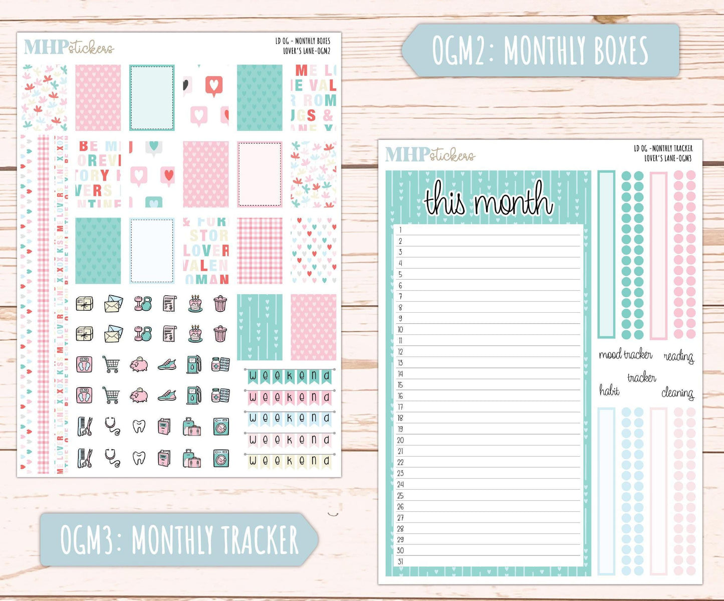 FEBRUARY 2025 Stickers for Large size Horizontal & Vertical Laurel Denise Planners. (Formerly Original Size) "Lover's Lane" || OGLL