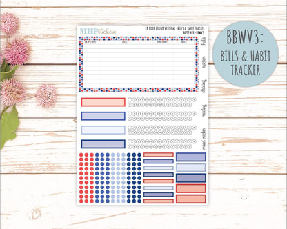 July 2025 Stickers for The Mae & The Kristy Laurel Denise Planners ( Formerly Book Bound Planner) "Happy 4th" || BB