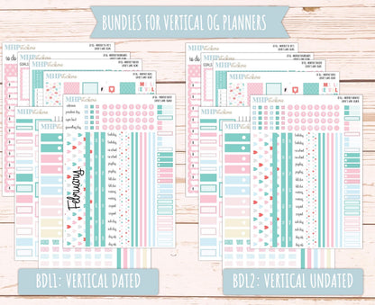 FEBRUARY 2025 Stickers for Large size Horizontal & Vertical Laurel Denise Planners. (Formerly Original Size) "Lover's Lane" || OGLL