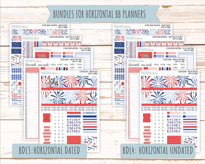 July 2025 Stickers for The Mae & The Kristy Laurel Denise Planners ( Formerly Book Bound Planner) "Happy 4th" || BB