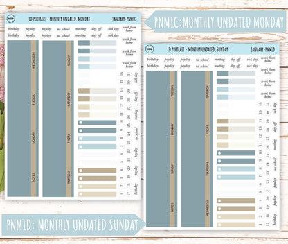 JANUARY Stickers for The Scout Laurel Denise Planner (formerly Portrait Planner). Neutral Color || PN-JAN