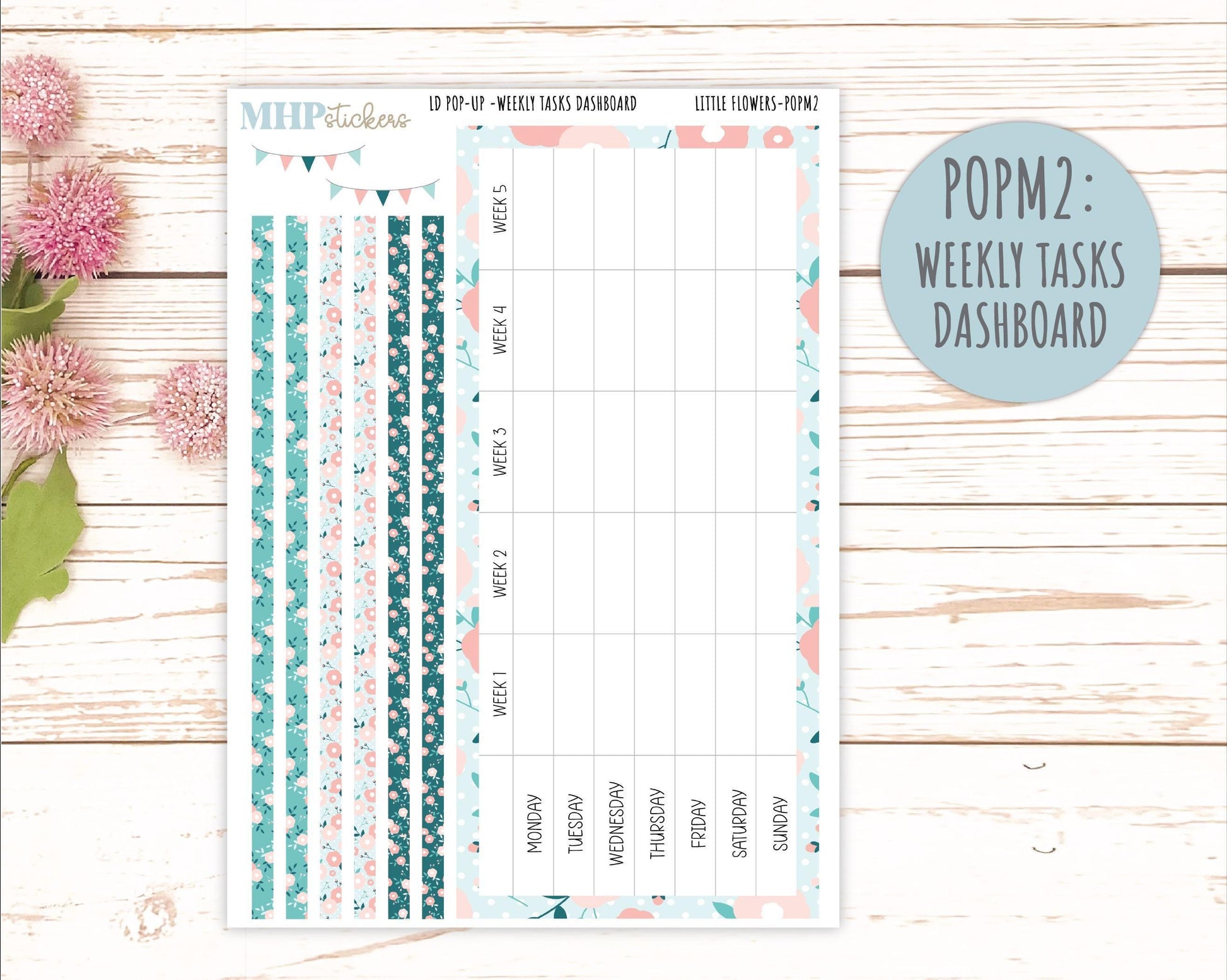May 2025 Stickers for The Jo Laurel Denise Planner (Formerly Pop-Up Planner) "Little Flowers" || POPLF