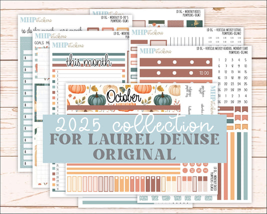 OCTOBER 2025 Stickers for Large size Horizontal & Vertical Laurel Denise Planners. (Formerly Original Size) "Pumpkins" || OG