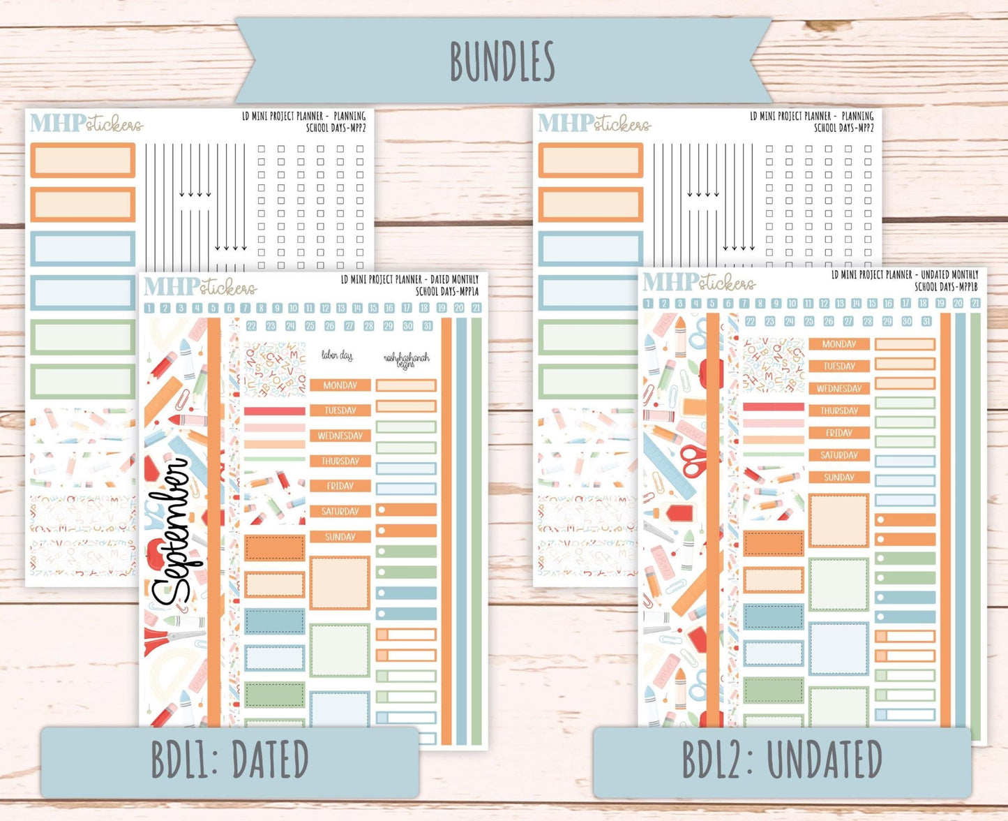 SEPTEMBER 2025 Stickers for The Rose Small Laurel Denise Planner (Formerly Mini Project Planner) "School Days" || MPP