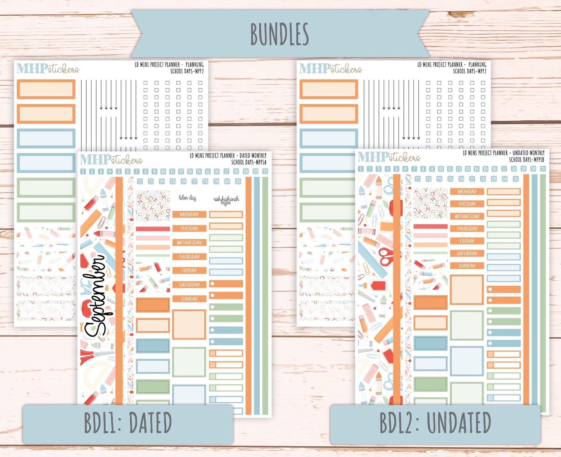 SEPTEMBER 2025 Stickers for The Rose Small Laurel Denise Planner (Formerly Mini Project Planner) "School Days" || MPP