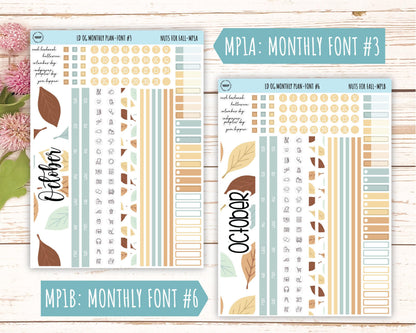 OCTOBER Stickers for Large size Horizontal & Vertical Laurel Denise Planner. (Formerly Original or Standar Size) "Nuts for Fall" || OGNF