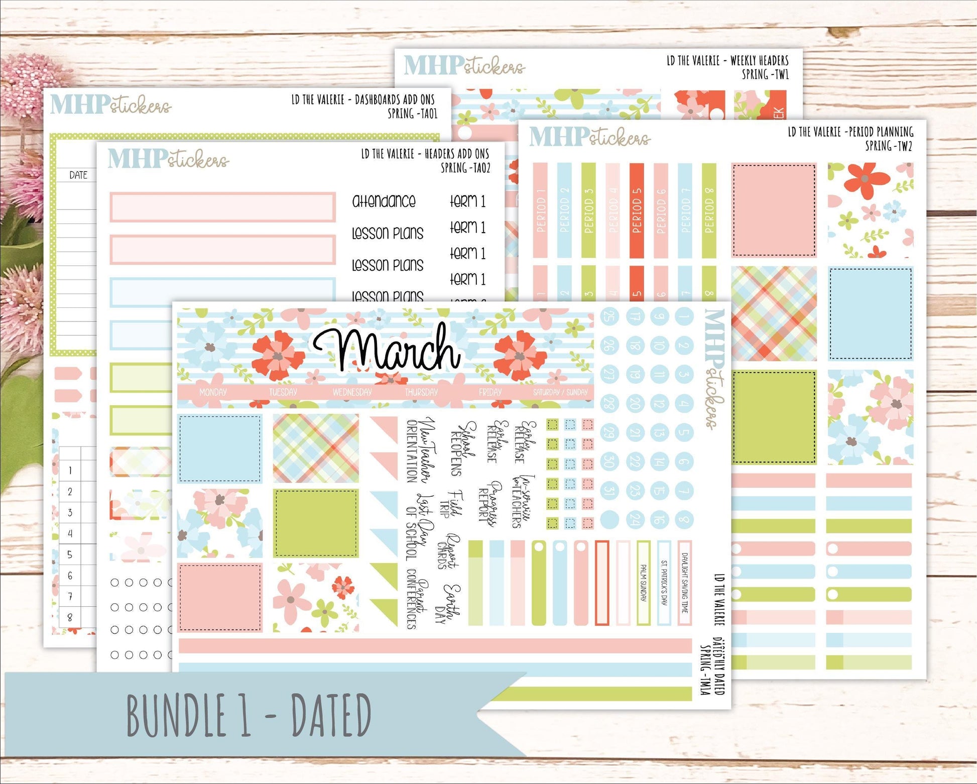 MARCH Stickers for The Valerie Laurel Denise Planner (Formerly Teacher Planner) "Spring" || TC