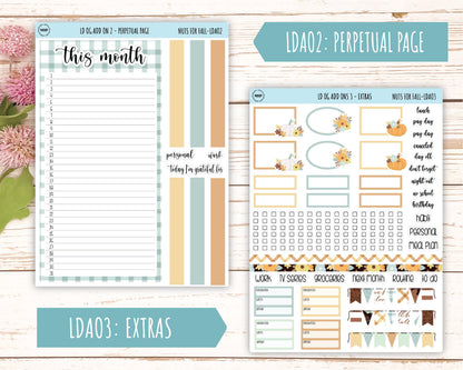 OCTOBER Stickers for Large size Horizontal & Vertical Laurel Denise Planner. (Formerly Original or Standar Size) "Nuts for Fall" || OGNF