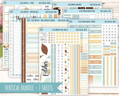 OCTOBER Stickers for Large size Horizontal & Vertical Laurel Denise Planner. (Formerly Original or Standar Size) "Nuts for Fall" || OGNF