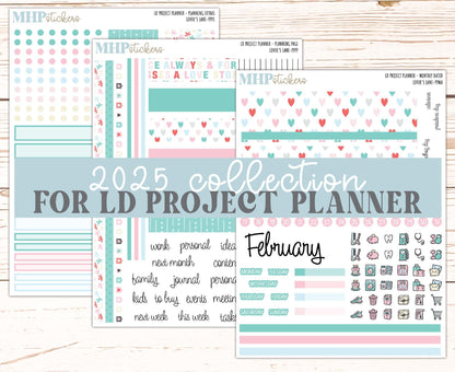 FEBRUARY Stickers for The Rose Large Laurel Denise Planner (Formerly Project Planner) "Lover's Lane" || PPLL