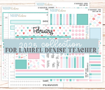 FEBRUARY Stickers for The Valerie Laurel Denise Planner (Formerly Teacher Planner) "Lover's Lane" || TLL