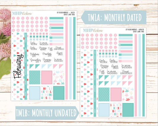 FEBRUARY Stickers for The Valerie Laurel Denise Planner (Formerly Teacher Planner) "Lover's Lane" || TLL