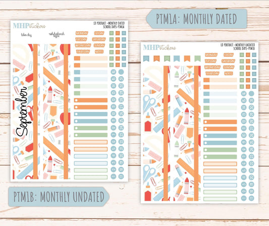 SEPTEMBER 2025 Stickers for The Scout Laurel Denise Planner (formerly Portrait Planner). "School Days" || PT