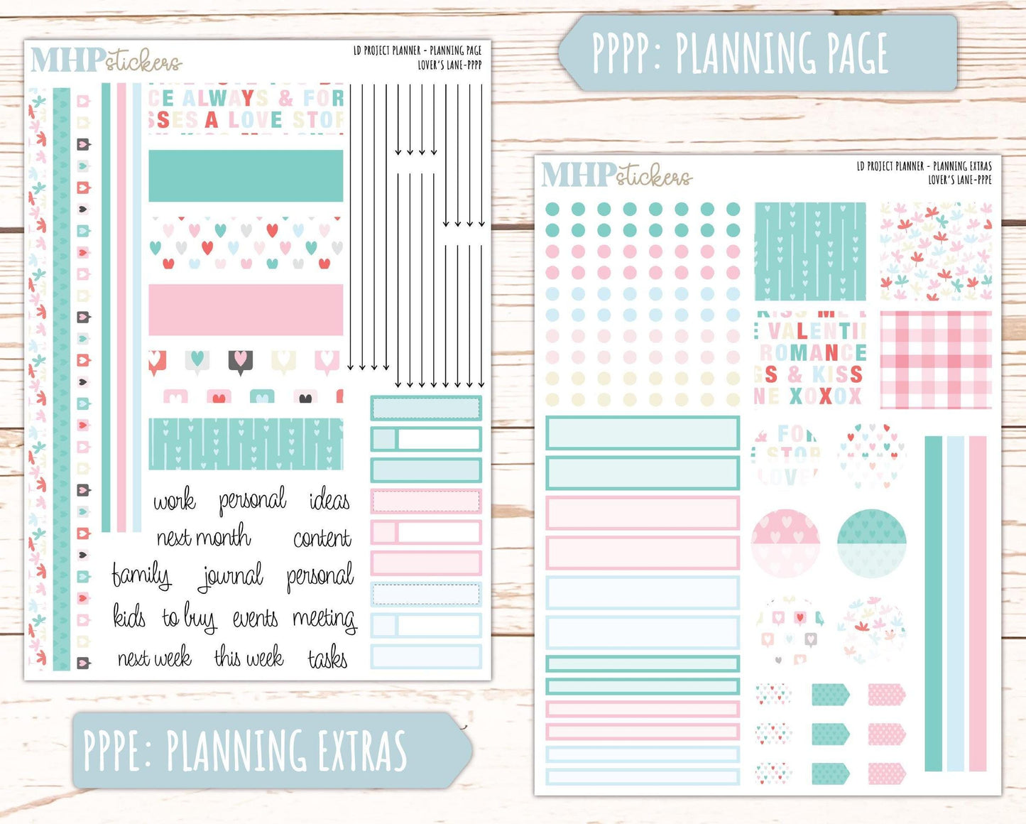 FEBRUARY Stickers for The Rose Large Laurel Denise Planner (Formerly Project Planner) "Lover's Lane" || PPLL