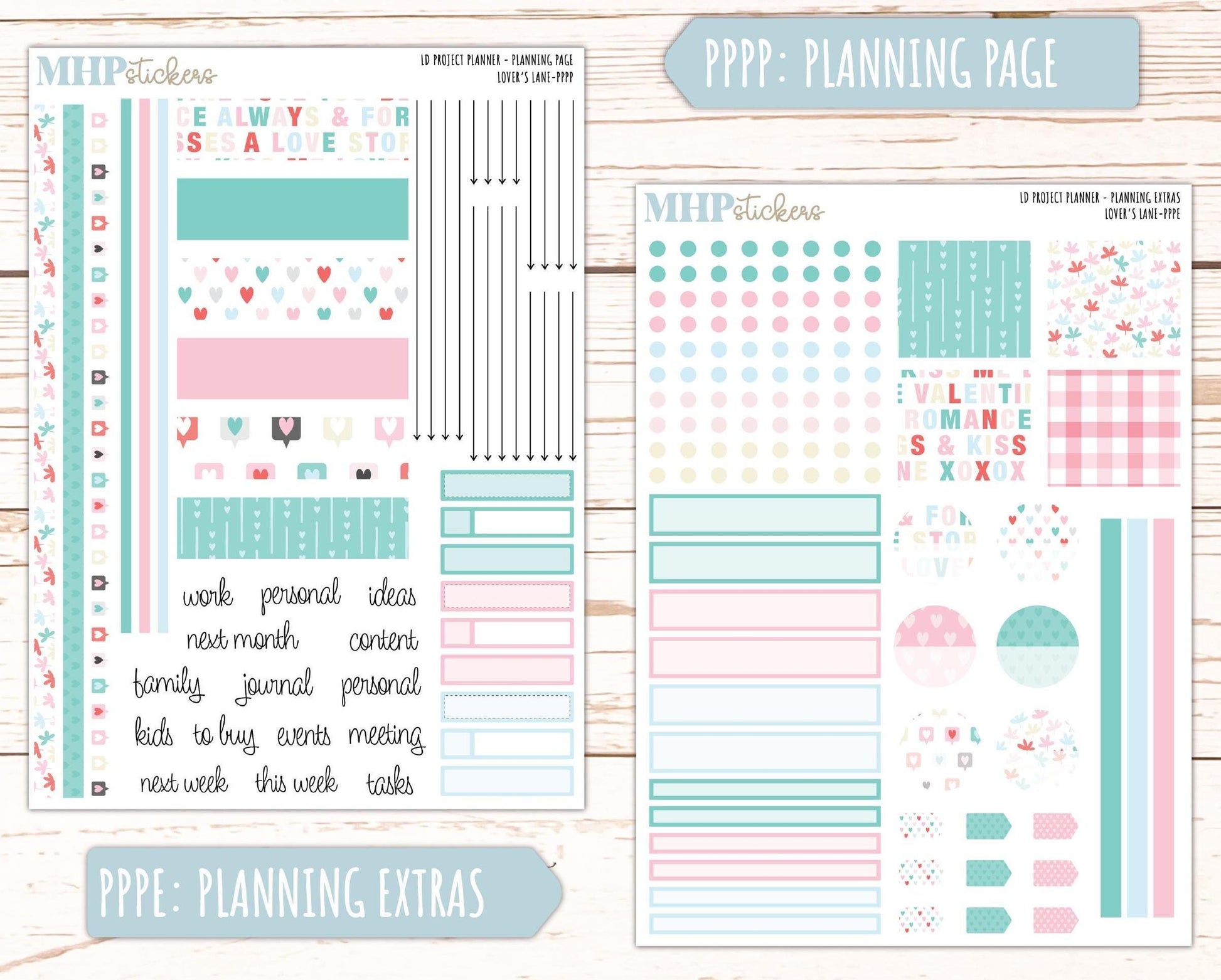 FEBRUARY Stickers for The Rose Large Laurel Denise Planner (Formerly Project Planner) "Lover's Lane" || PPLL