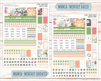 AUGUST 2025 Stickers for Small Horizontal & Vertical Laurel Denise Planners. (Formerly Mini Planner) "Sunny Days" || MNSD