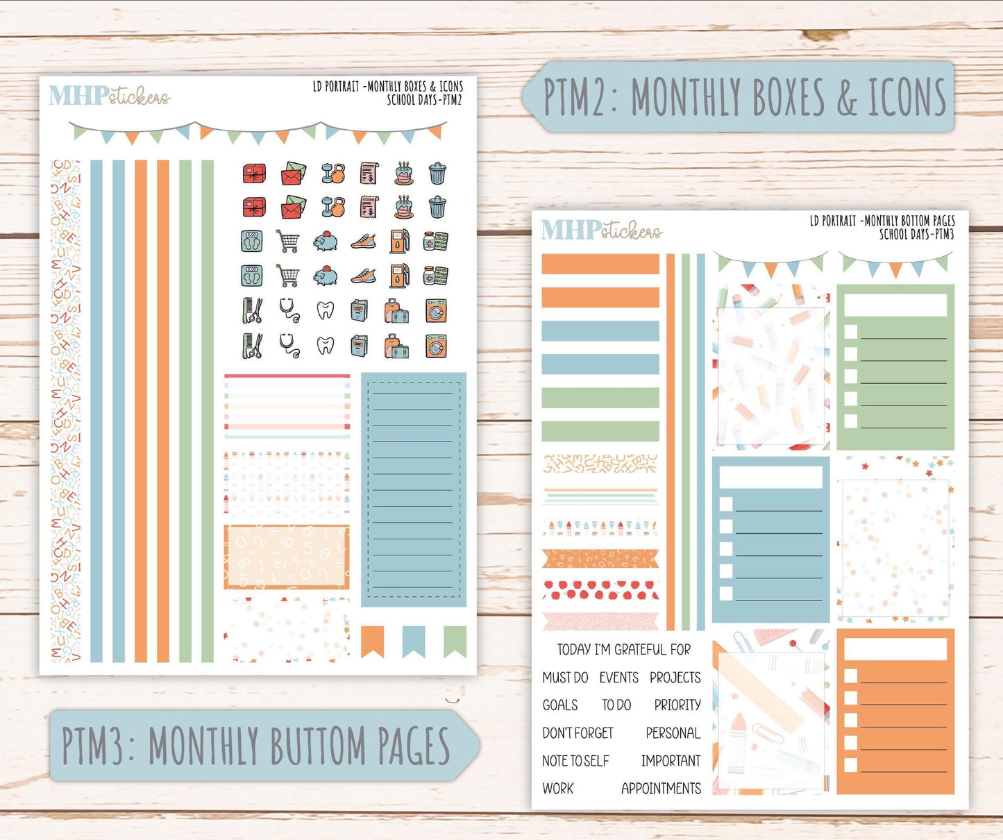 SEPTEMBER 2025 Stickers for The Scout Laurel Denise Planner (formerly Portrait Planner). "School Days" || PT