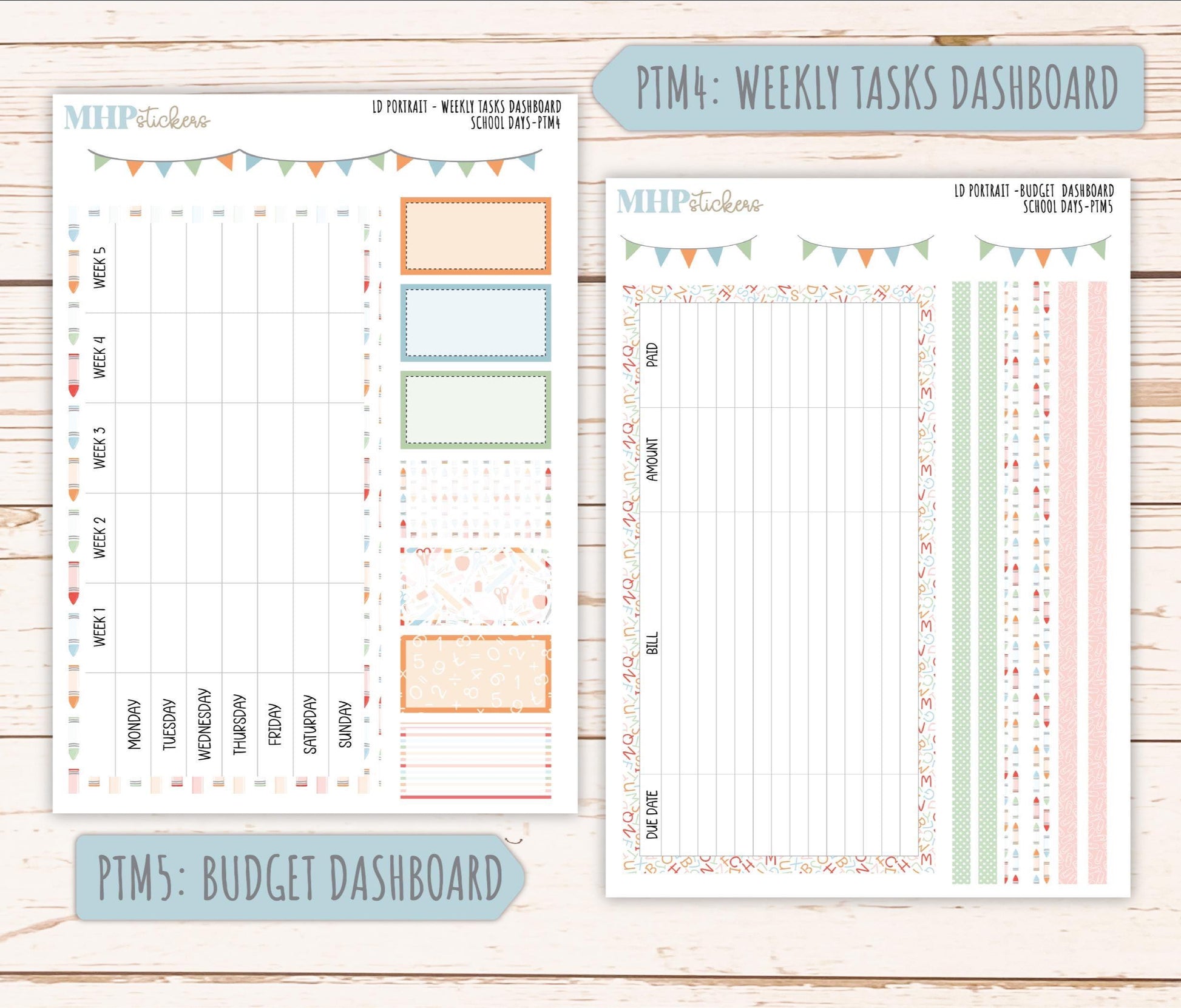 SEPTEMBER 2025 Stickers for The Scout Laurel Denise Planner (formerly Portrait Planner). "School Days" || PT