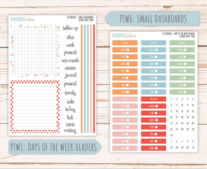 SEPTEMBER 2025 Stickers for The Scout Laurel Denise Planner (formerly Portrait Planner). "School Days" || PT