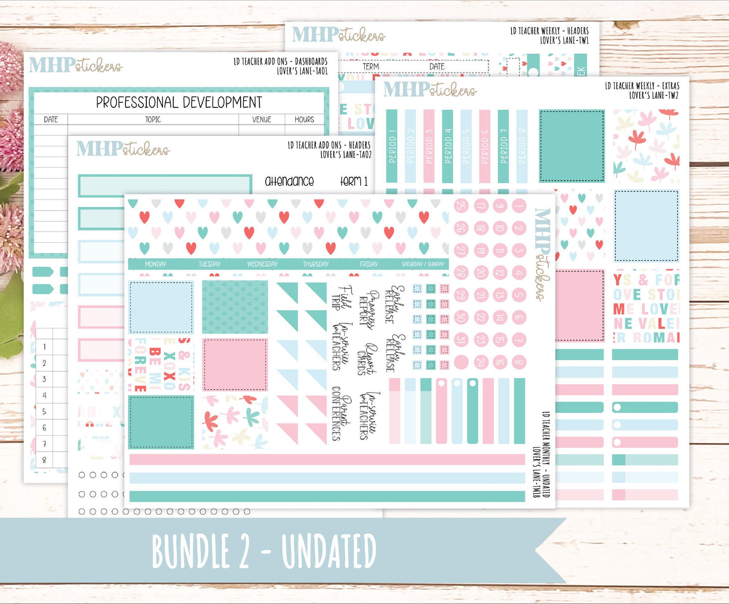 FEBRUARY Stickers for The Valerie Laurel Denise Planner (Formerly Teacher Planner) "Lover's Lane" || TLL