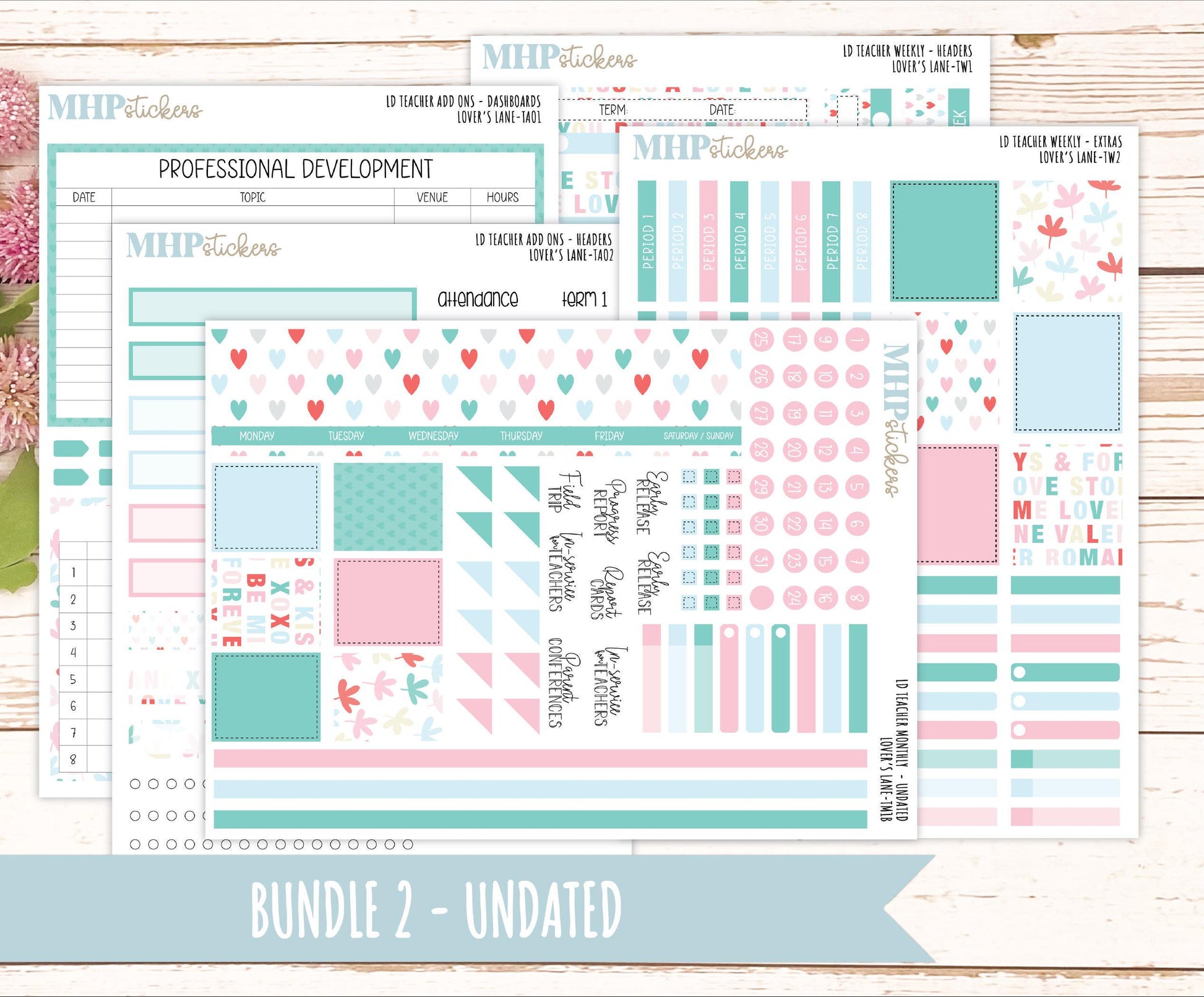 FEBRUARY Stickers for The Valerie Laurel Denise Planner (Formerly Teacher Planner) "Lover's Lane" || TLL