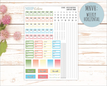 AUGUST 2025 Stickers for Small Horizontal & Vertical Laurel Denise Planners. (Formerly Mini Planner) "Sunny Days" || MNSD