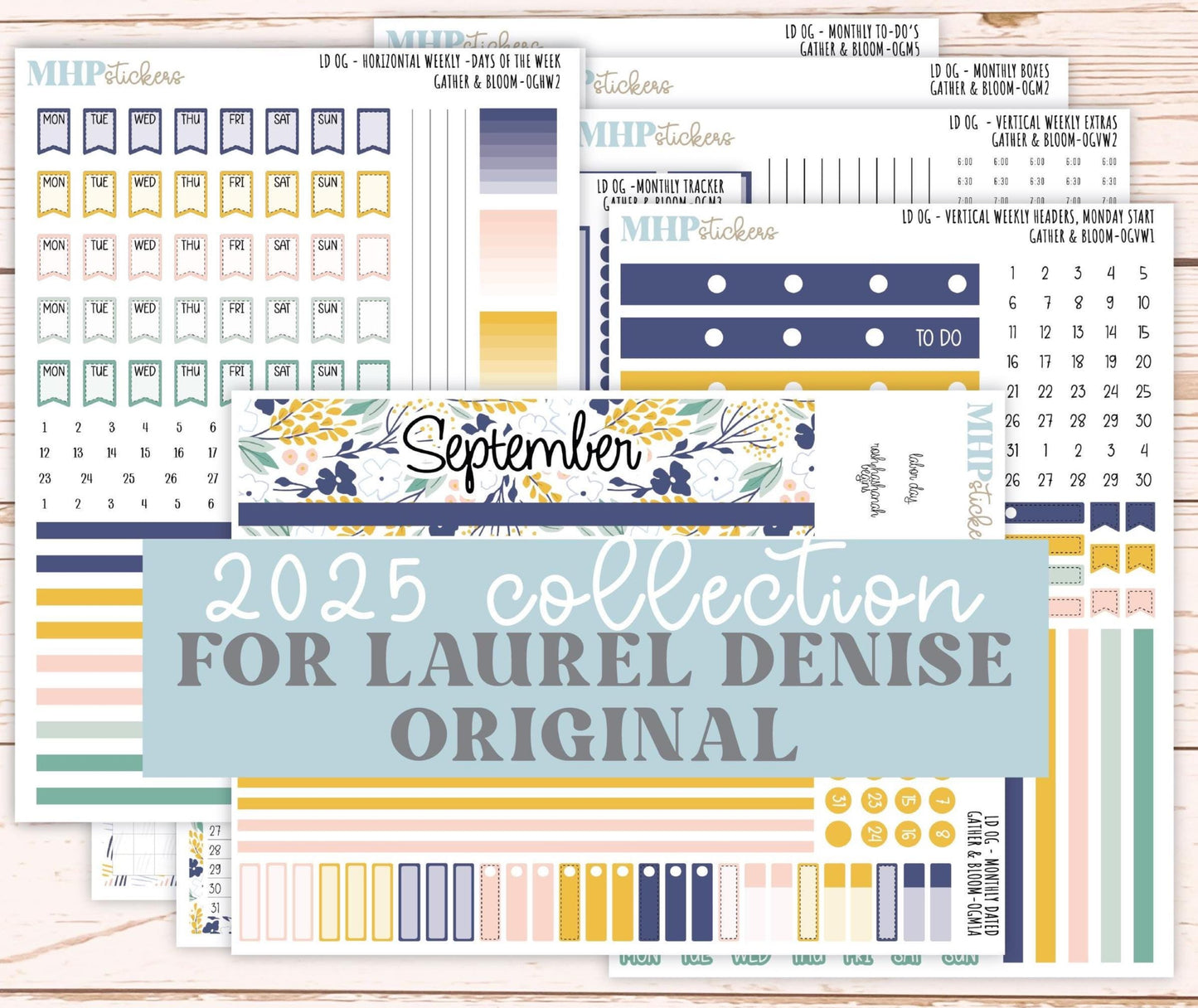 SEPTEMBER 2025 Stickers for Large size Horizontal & Vertical Laurel Denise Planners. (Formerly Original Size) "Gather and Bloom" || OG