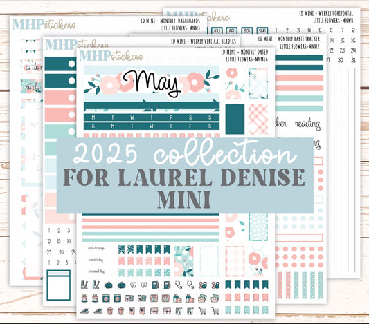 MAY 2025 Stickers for Small Horizontal & Vertical Laurel Denise Planners. (Formerly Mini Planner) "Little Flowers" || MNLF