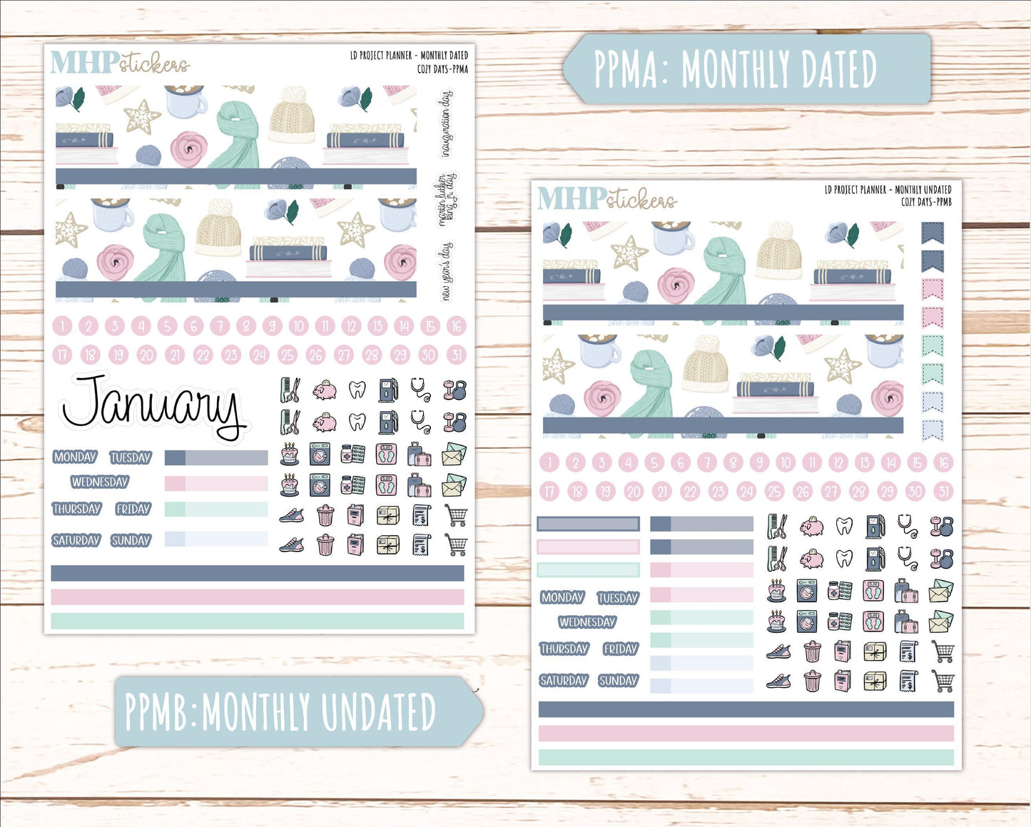JANUARY Stickers for The Rose Large Laurel Denise Planner (Formerly Project Planner) "Cozy days" || PPCD
