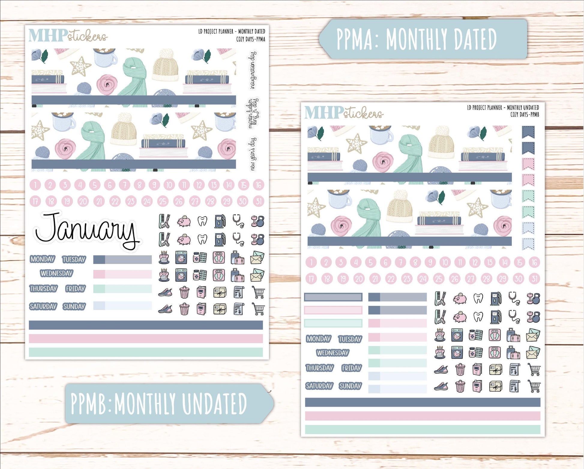 JANUARY Stickers for The Rose Large Laurel Denise Planner (Formerly Project Planner) "Cozy days" || PPCD