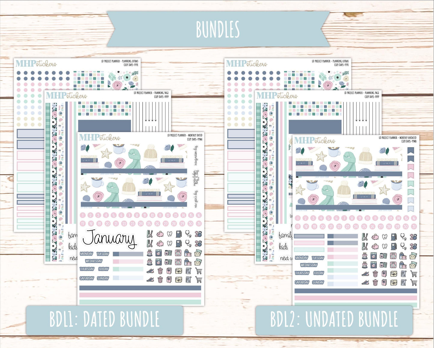 JANUARY Stickers for The Rose Large Laurel Denise Planner (Formerly Project Planner) "Cozy days" || PPCD