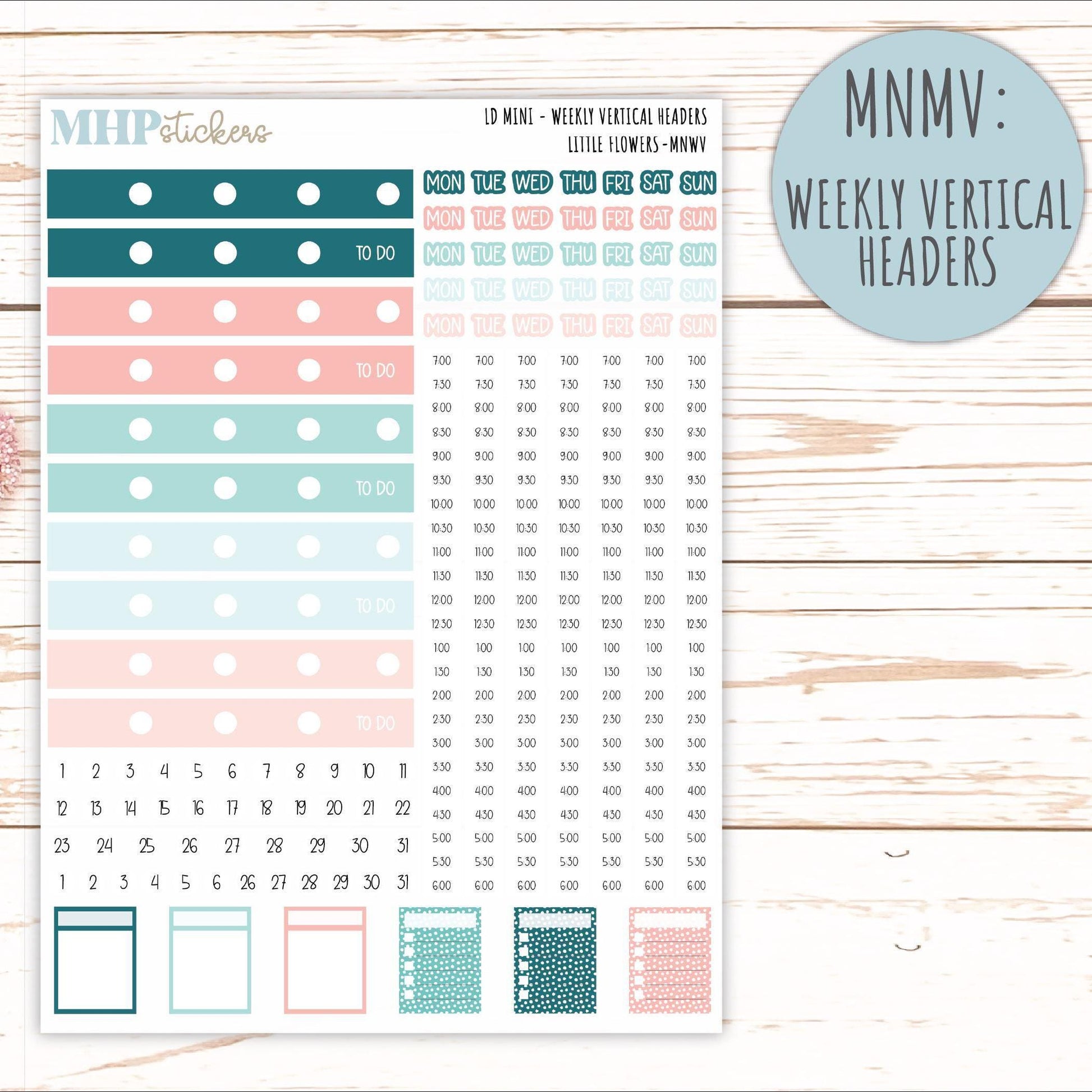 MAY 2025 Stickers for Small Horizontal & Vertical Laurel Denise Planners. (Formerly Mini Planner) "Little Flowers" || MNLF