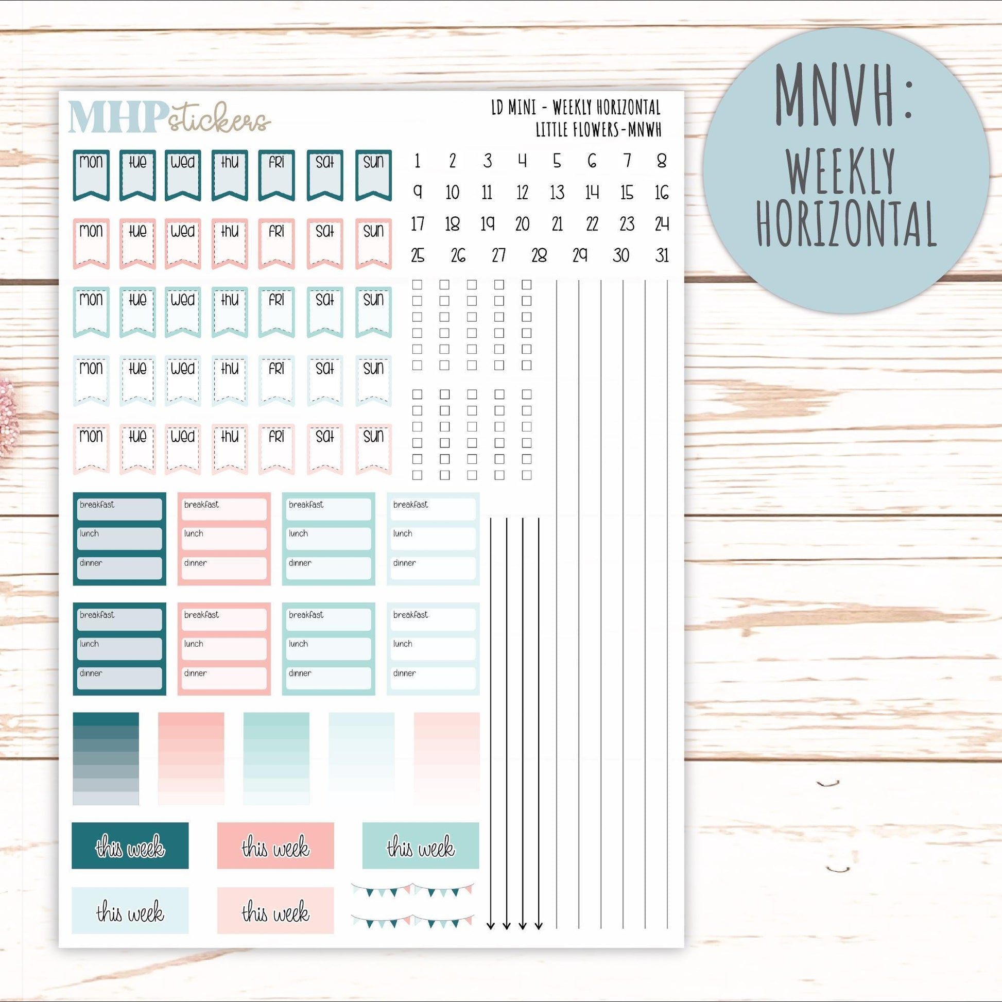 MAY 2025 Stickers for Small Horizontal & Vertical Laurel Denise Planners. (Formerly Mini Planner) "Little Flowers" || MNLF