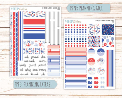 JULY Stickers for the large Laurel Denise Rose Planner (Formerly Project Planner) "Happy 4th" || PPH4