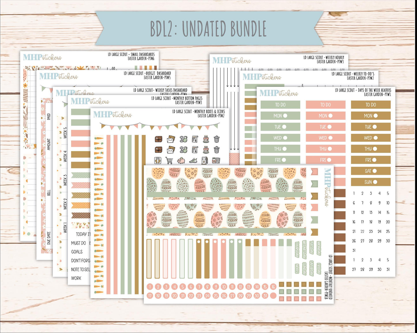 APRIL 2026 Stickers for the Large Scout Planner (formerly Portrait Planner). For Laurel Denise Planners "Easter Garden" ||PT