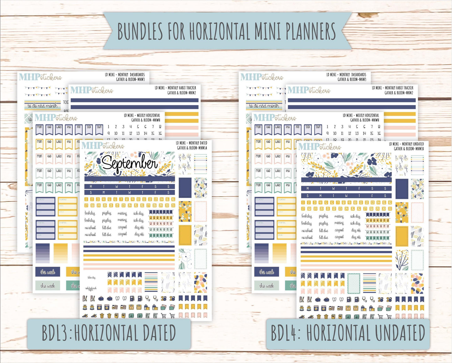 SEPTEMBER 2025 Stickers for Small Horizontal & Vertical Laurel Denise Planners. (Formerly Mini Planner) "Gather and Bloom" || MN