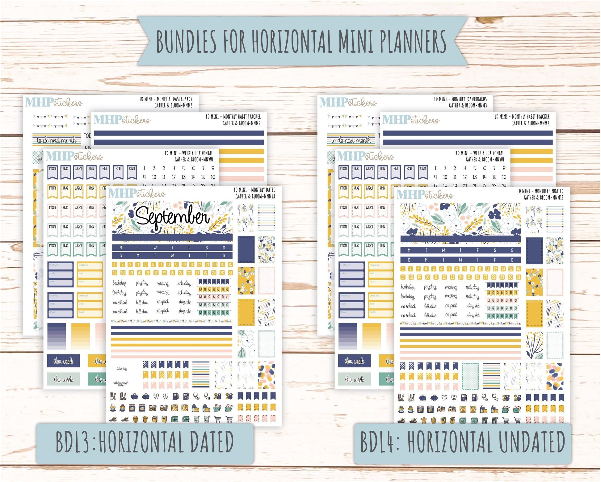 SEPTEMBER 2025 Stickers for Small Horizontal & Vertical Laurel Denise Planners. (Formerly Mini Planner) "Gather and Bloom" || MN