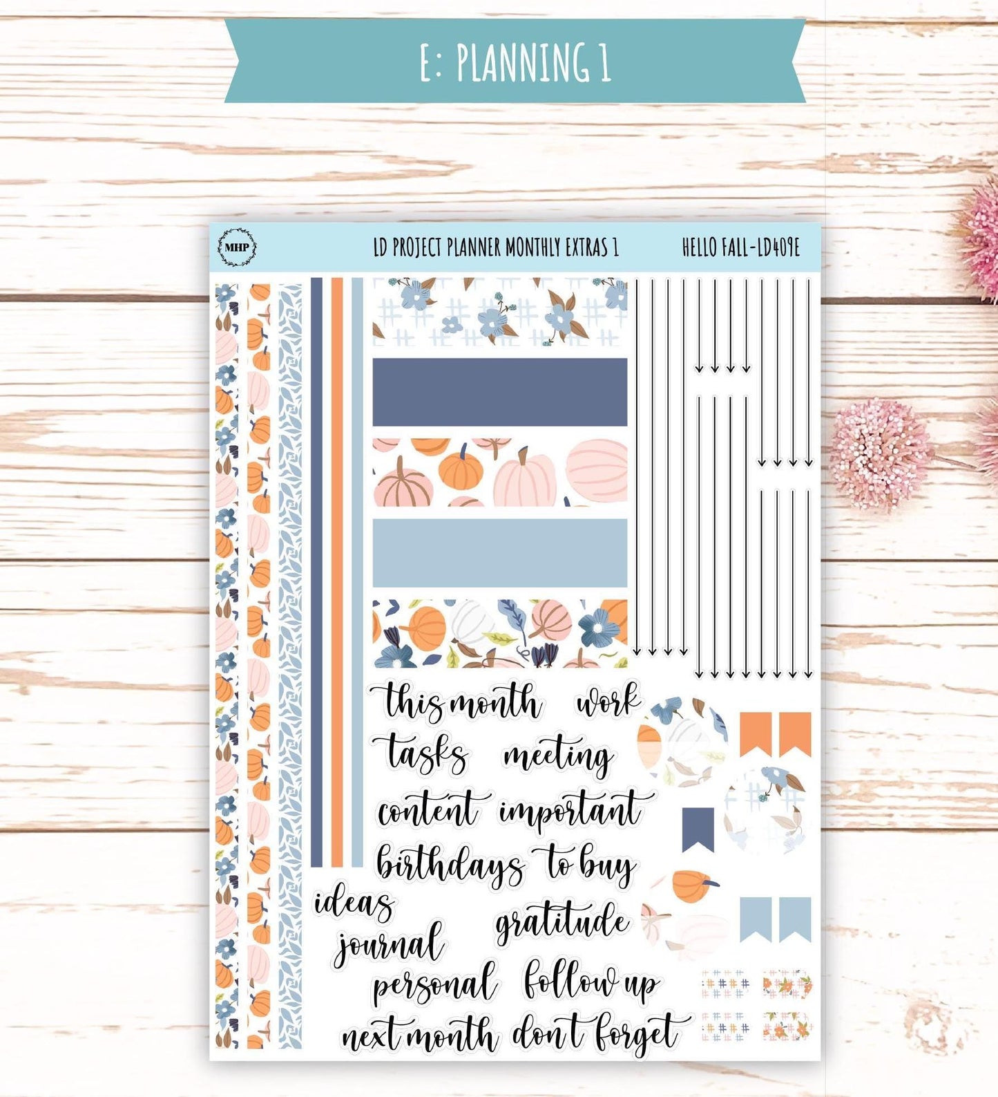 NOVEMBER Stickers for The Rose Large Laurel Denise Planner (Formerly Project Planner) "Hello Fall" || LD409HF