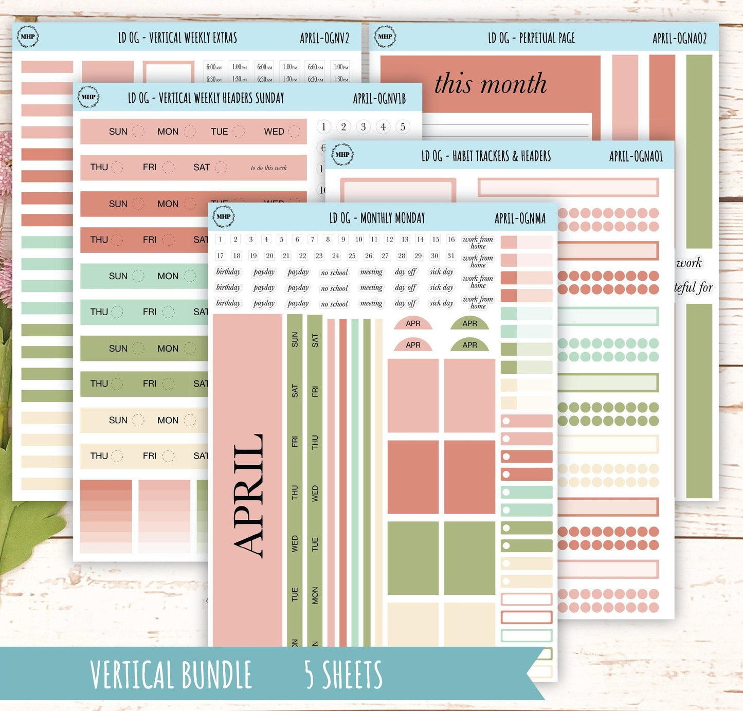 Neutral Color Stickers for OG Laurel Denise Planners. APRIL || OGNAPR