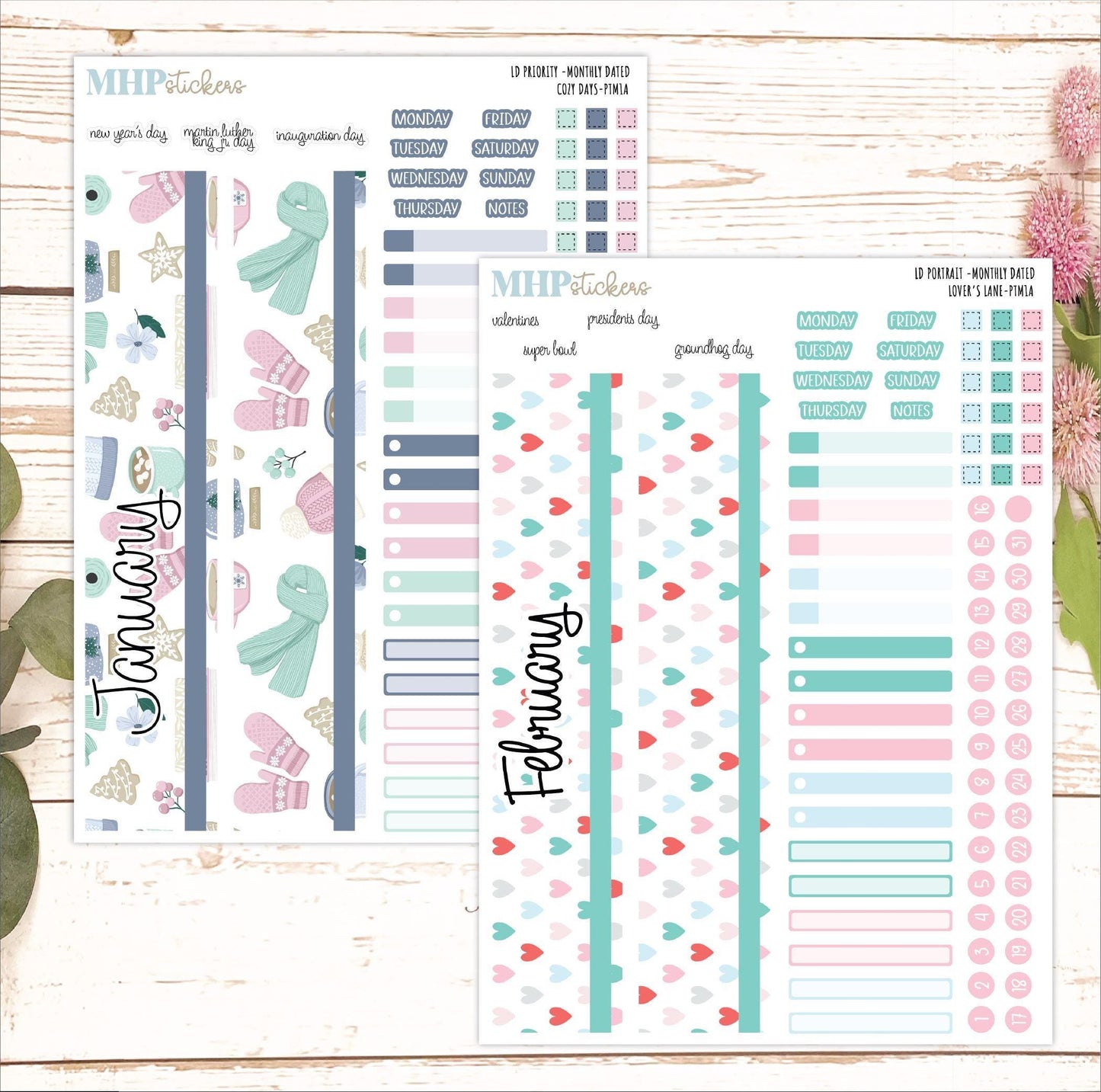 12 Monthly Sheet Set for Laurel Denise PORTRAIT Planner. 2025 Designs || LD417