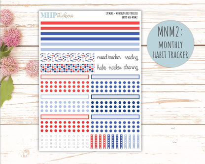 JULY 2025 Stickers for Small Horizontal & Vertical Laurel Denise Planners. (Formerly Mini Planner) "Happy 4th" || MN