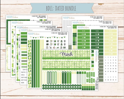 MARCH 2026 Stickers for the Large Scout Planner (formerly Portrait Planner). For Laurel Denise Planners "Lucky Shamrock" ||PT
